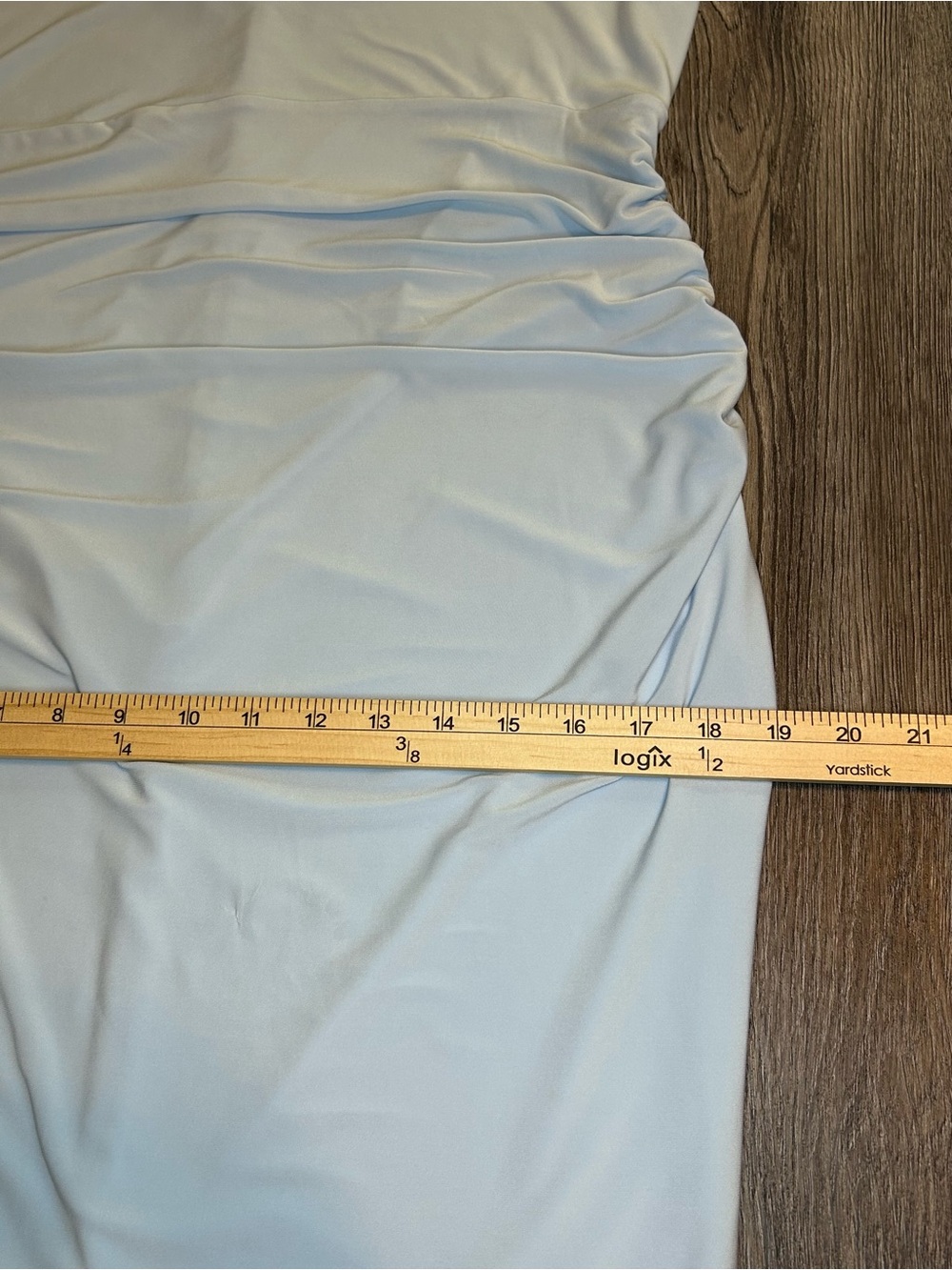 Club L London Baby Blue Strapless Ruched Maxi Dress Side Slit US 12 UK 16 - Picture 10 of 16